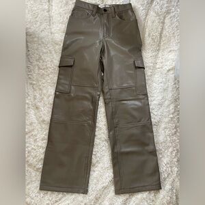 Abercrombie & Fitch Tan Faux Leather Cargo Pants